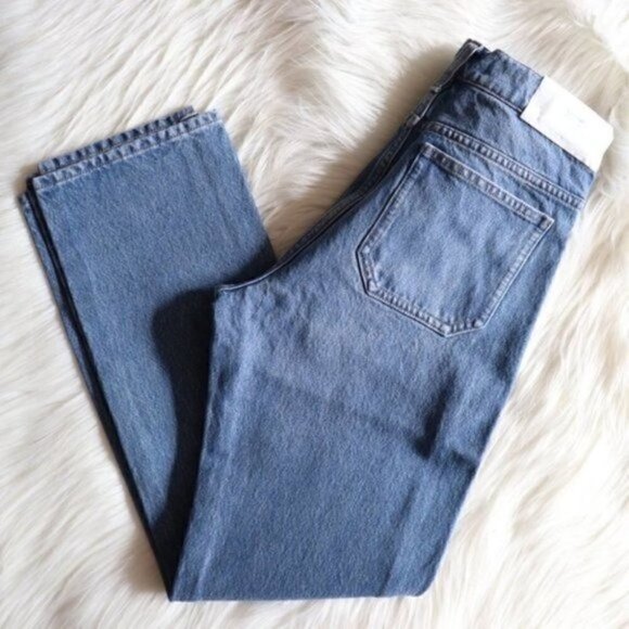 NEW Anthropologie M.i.H Light Wash Straight Leg Cropped Jeans Size 25 - Picture 4 of 9